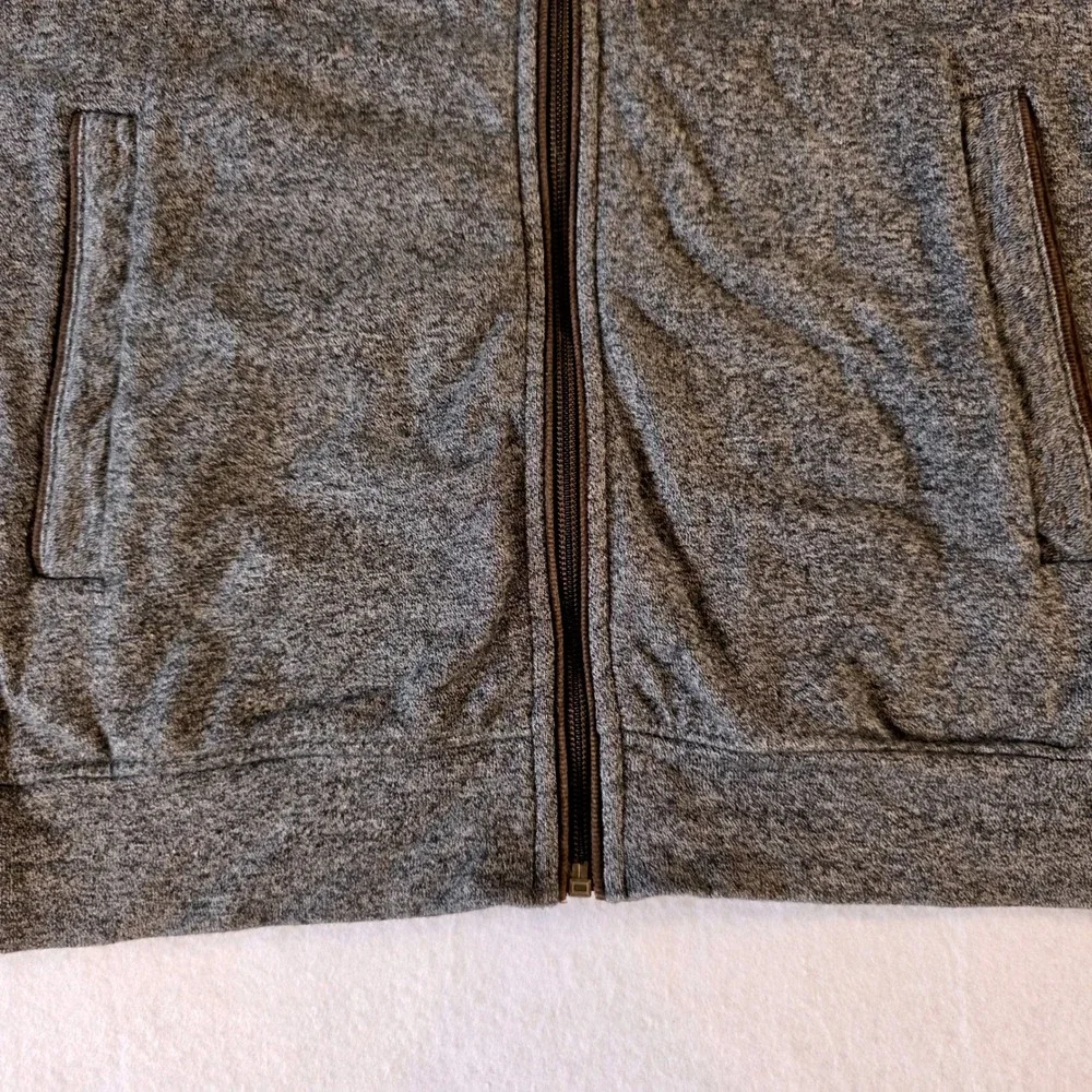 Banana Republic Mens Marled Grey Full Zip Jacket Corduroy Elbow Patch Medium